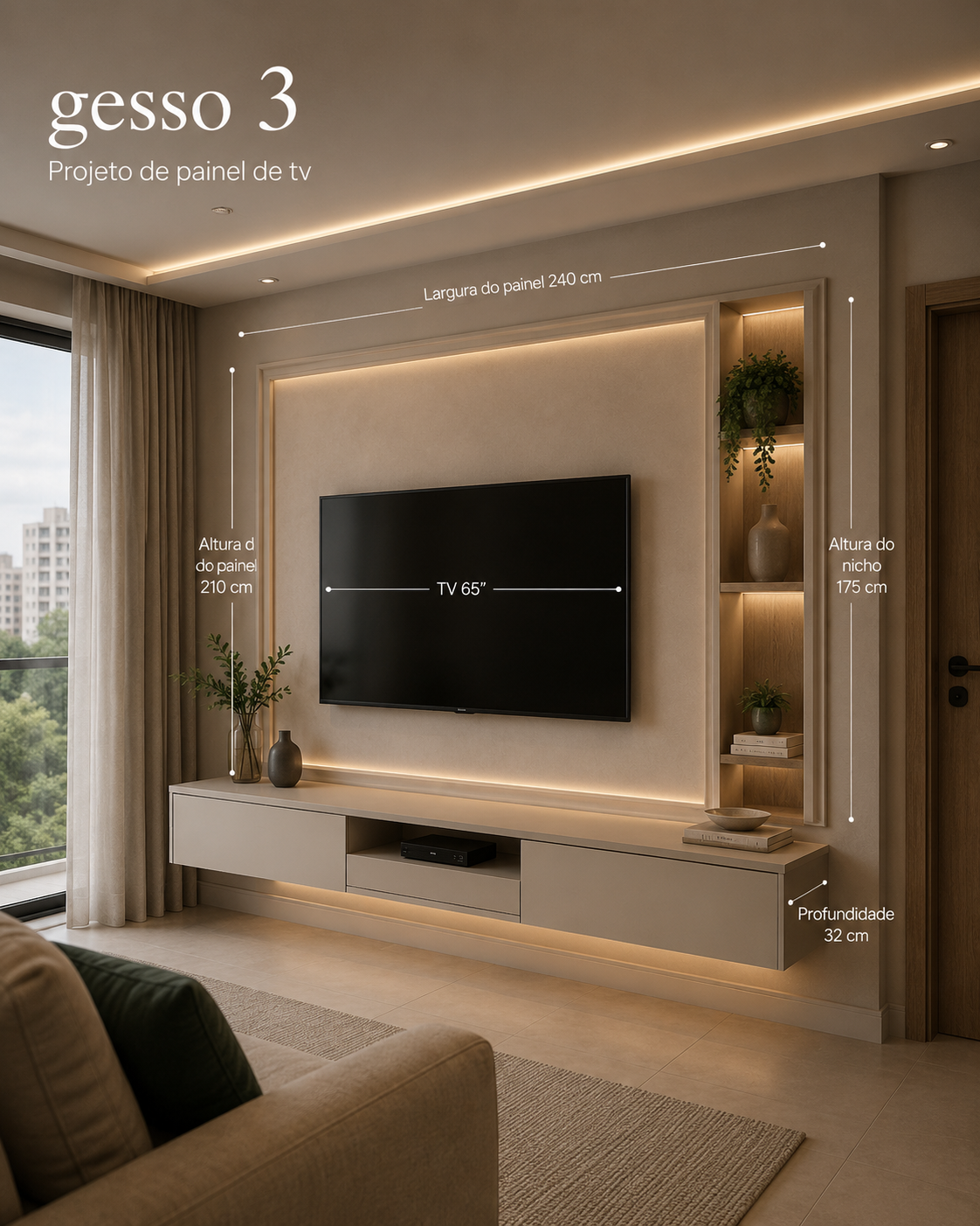 Gesso 3 ”” Projeto de painel de TV